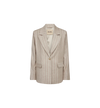 Beige pinstripe blazer on a white background