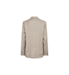 Beige pinstripe blazer on a white background