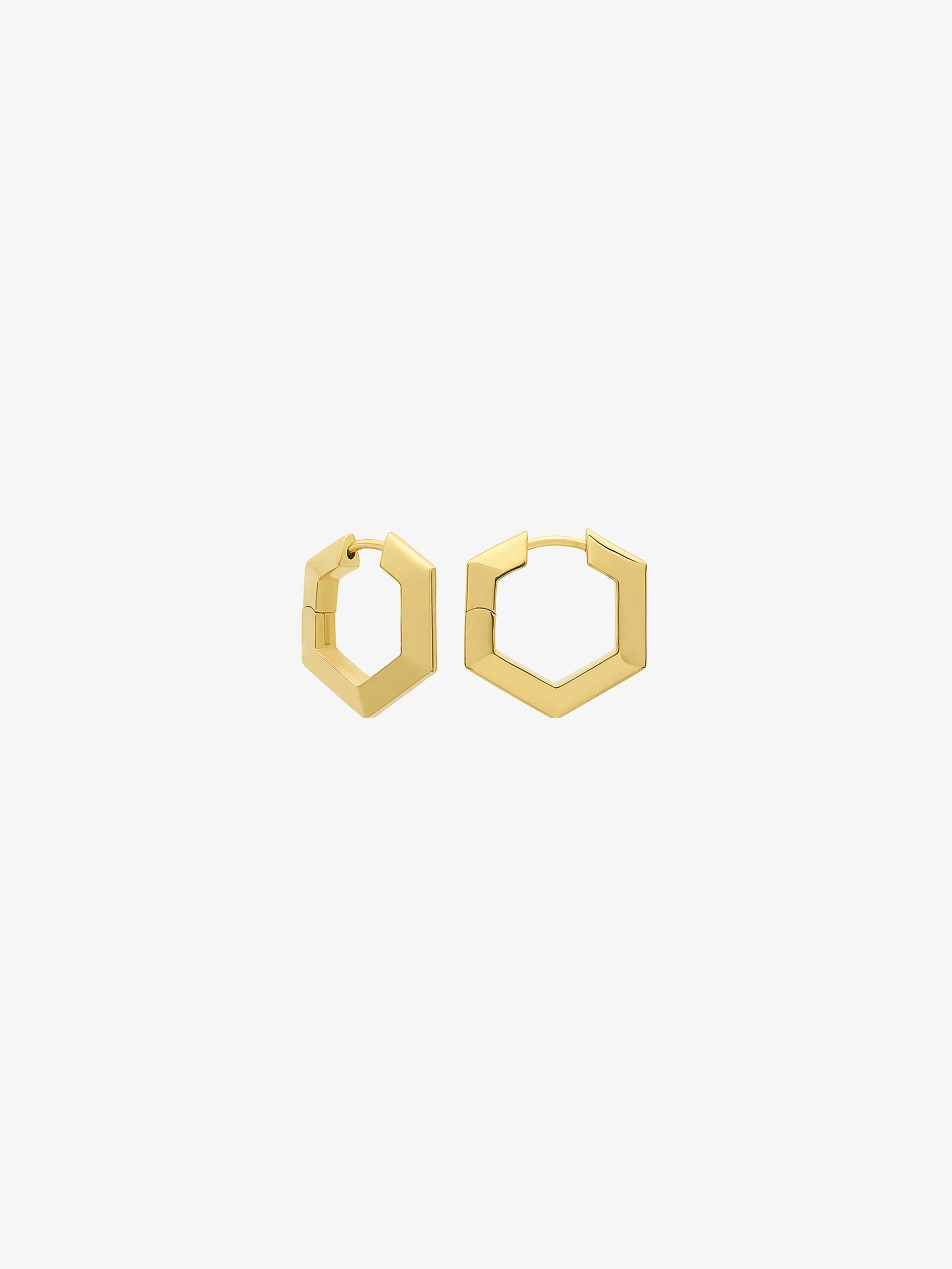 mini hexagon shaped gold hoop earrings from rachel jackson