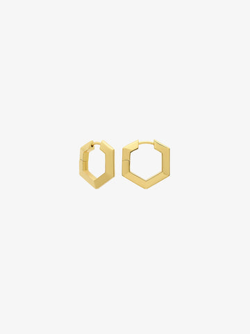 mini hexagon shaped gold hoop earrings from rachel jackson