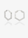 large silver hexagon shaped hoop earrings from claudia bradby