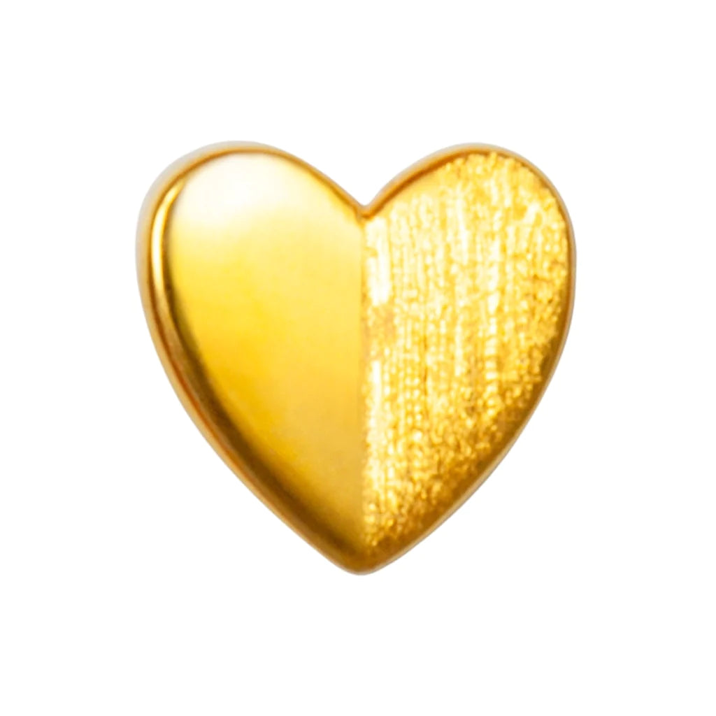 Heart wing gold plated single stud earring