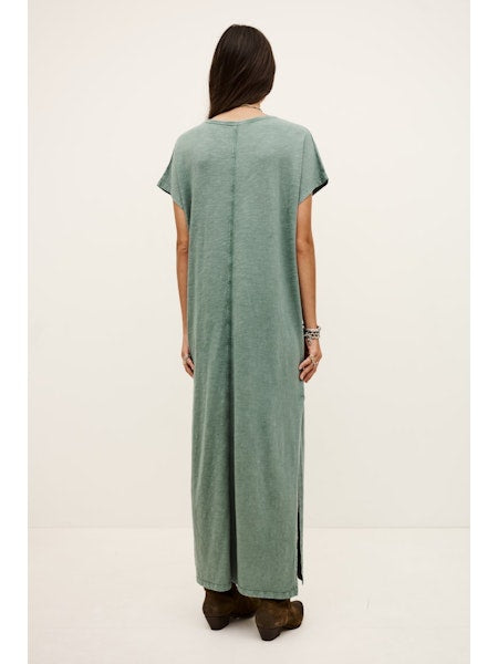 Rear view of green t shirt dress from ba&sh