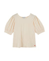 round neck puff short sleeve cream t shirt from emile and ida