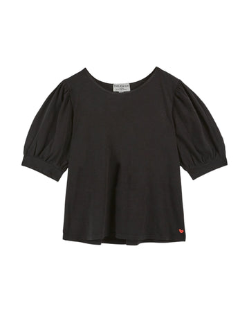 round neck black short puffy sleeve t shirt from emile and ida