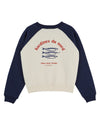 blue and white sweatshirt with fish detail on white background
