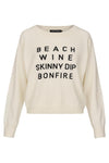 Cream merino wool and cashmere blend knit with slogan in black