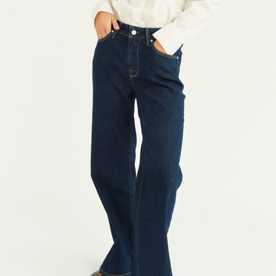 Dark wash straight leg jeans 