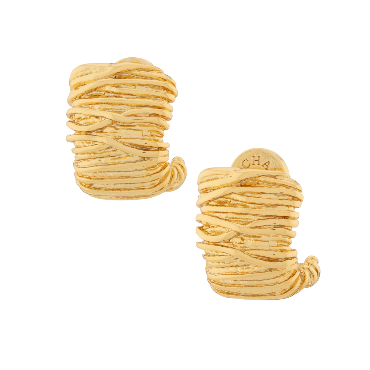 Gold plated nugget shaped earrings