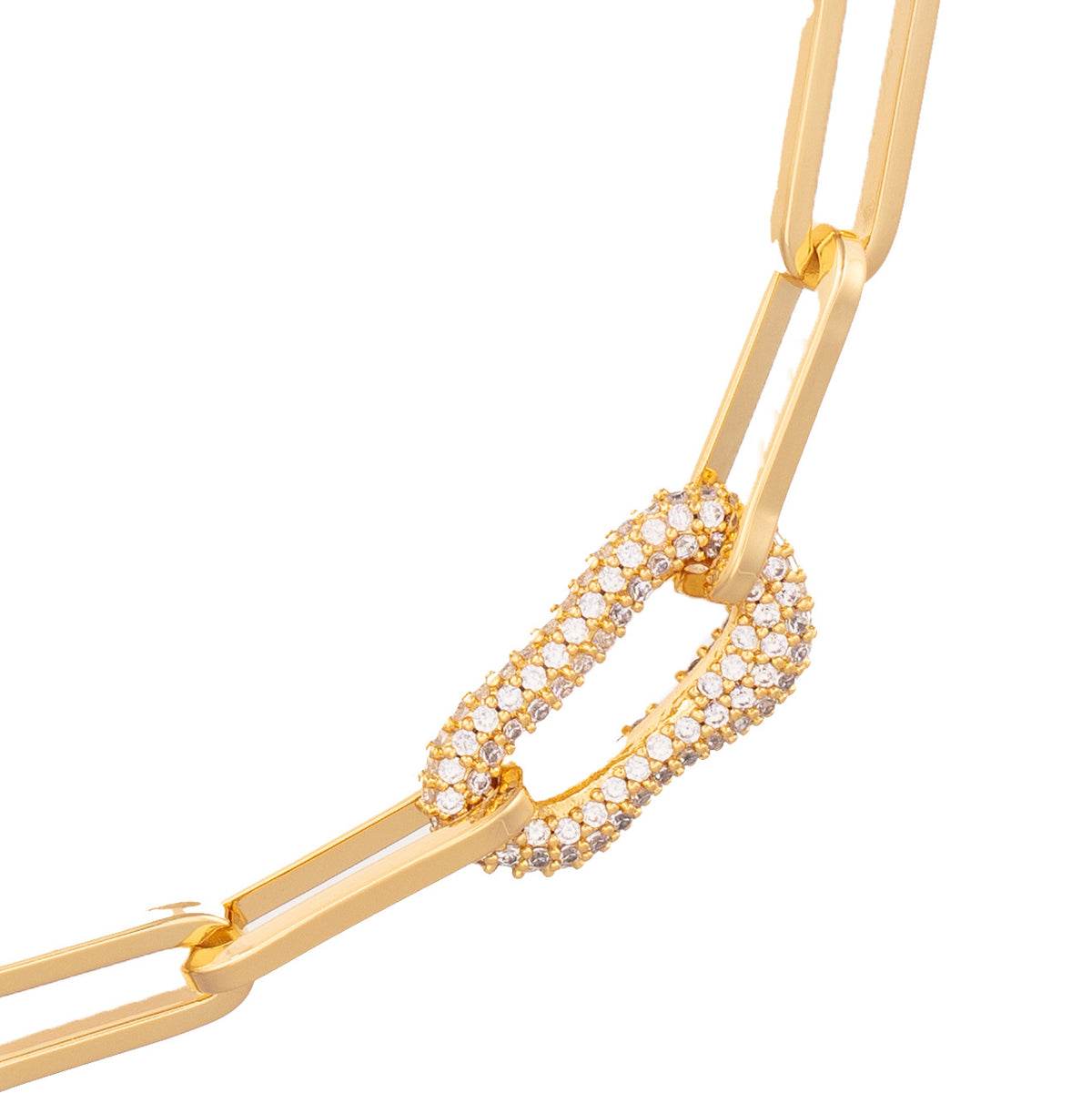 Gold plated chain necklace with cz loop details