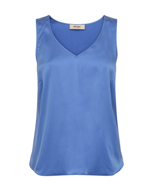 blue v neck silk cami