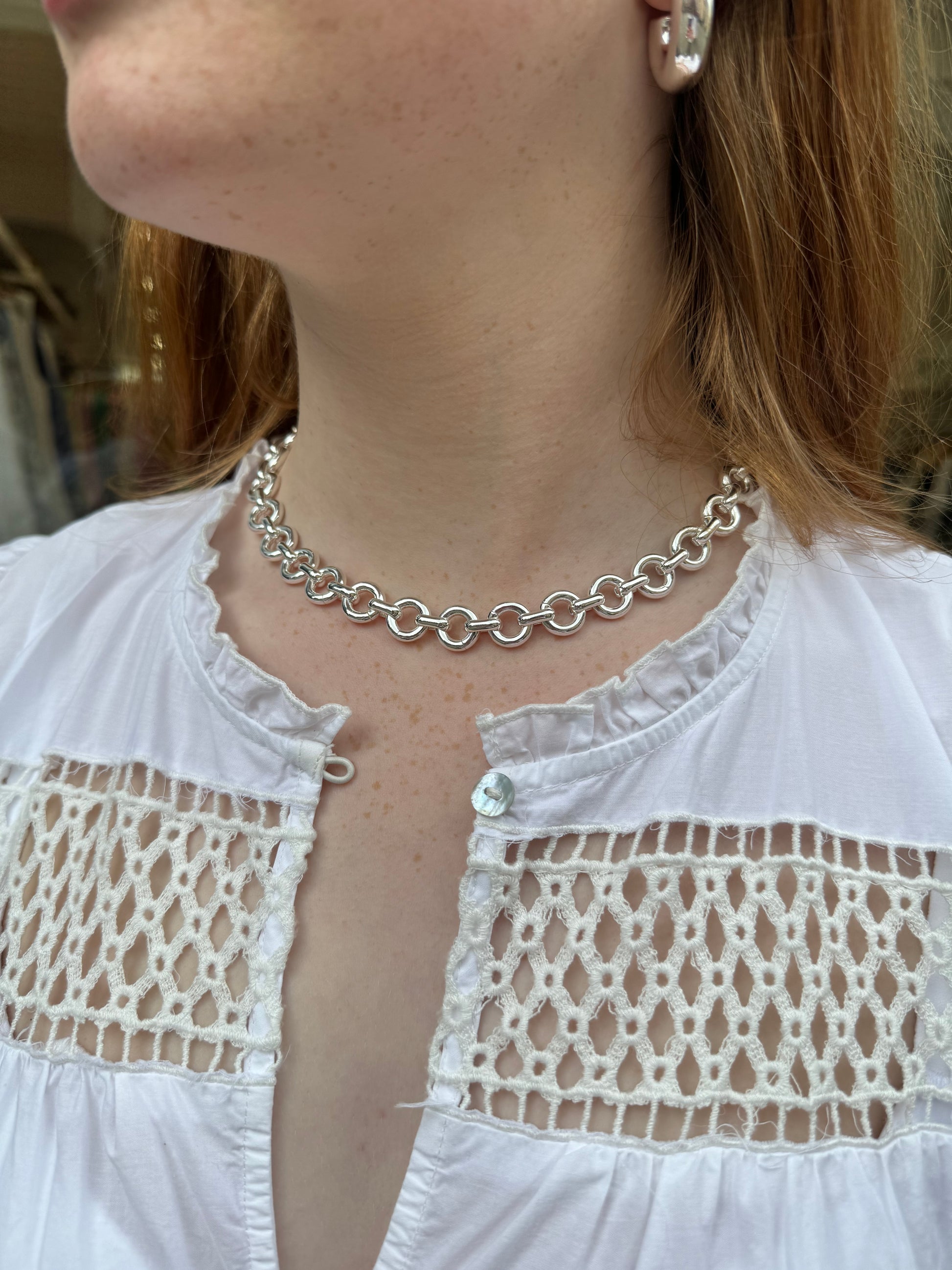 silver chain choker necklace