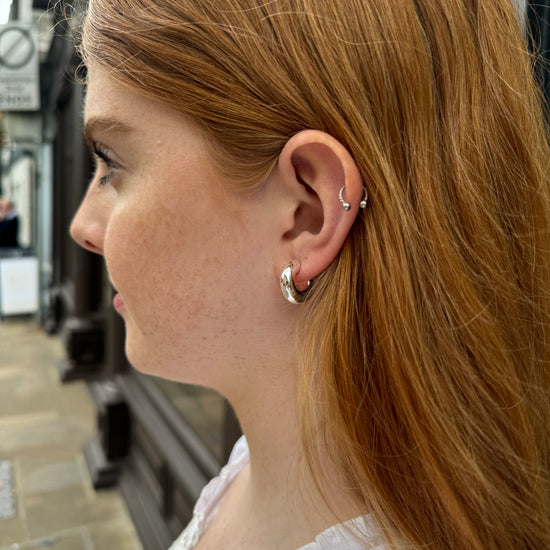 small chunky silver hoops