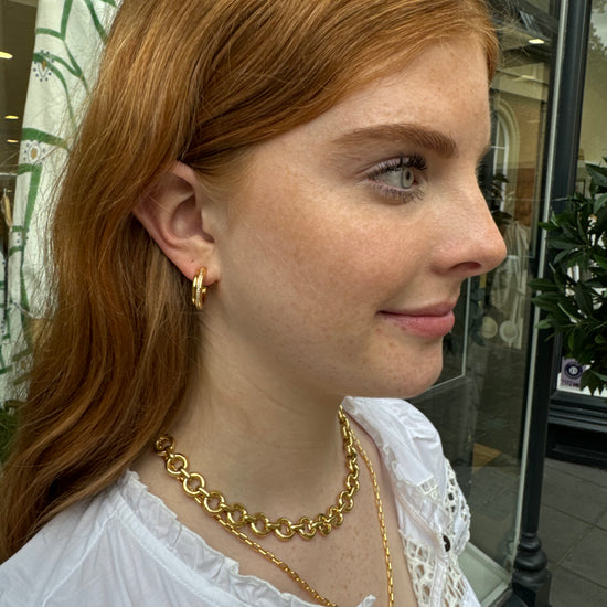 gold hoops with cubic zirconia stones