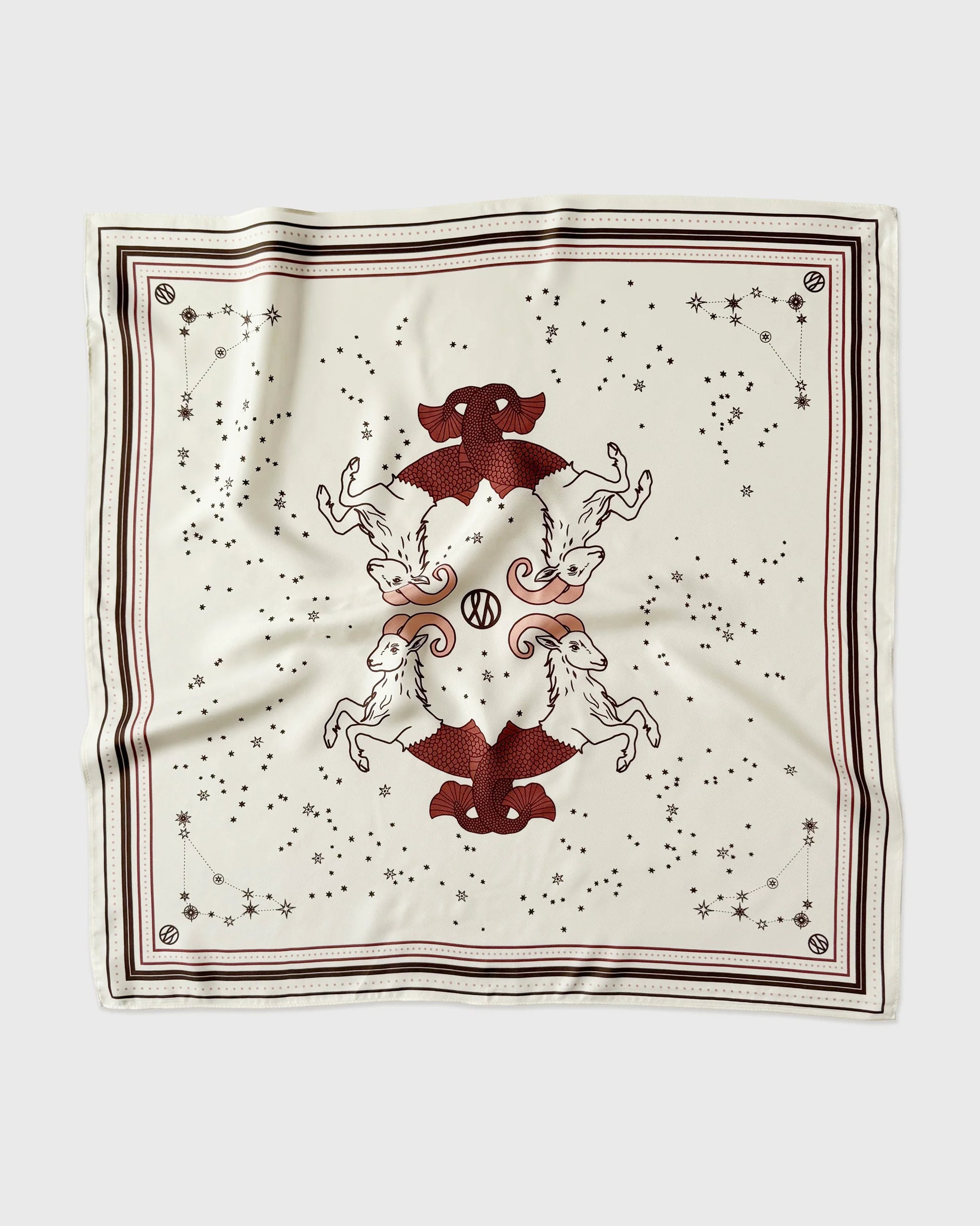 Decorative scarf with reindeer design on a white background