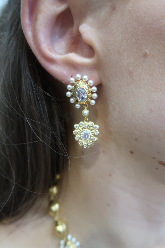 Mini Mismatched Pearl/Stone Earrings