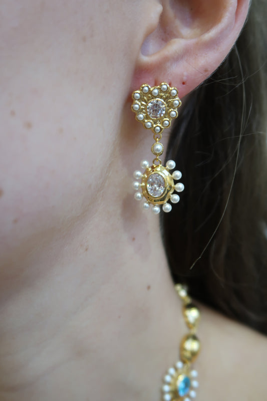 Mini Mismatched Pearl/Stone Earrings