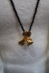 Long Bead Necklace Flower Pendant
