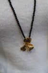 Long Bead Necklace Flower Pendant