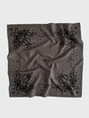 taupe wool mix square scarf with paisley detail in burgundy on one side and black the other from lescarf 