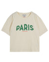 Ecru scoop neck short sleeve tee with "Paris with love" centre front