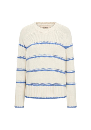 White sweater with blue stripes on a white background