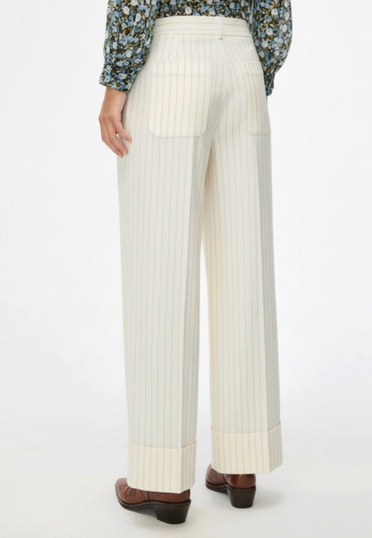 Scacco Trousers White Pinstripe