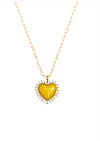 Mini Heart Pendant Necklace Yellow Jade