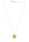 Mini Heart Pendant Necklace Yellow Jade