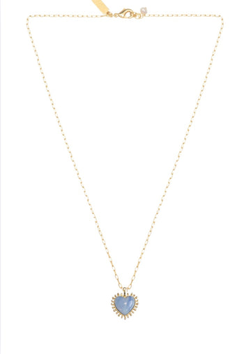 Mini Heart Pendant Necklace Blue Aventurine
