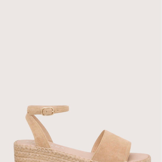 Beige Suede espadrille with woven sole