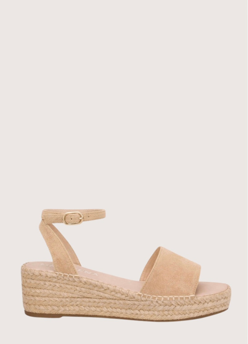 Beige Suede espadrille with woven sole