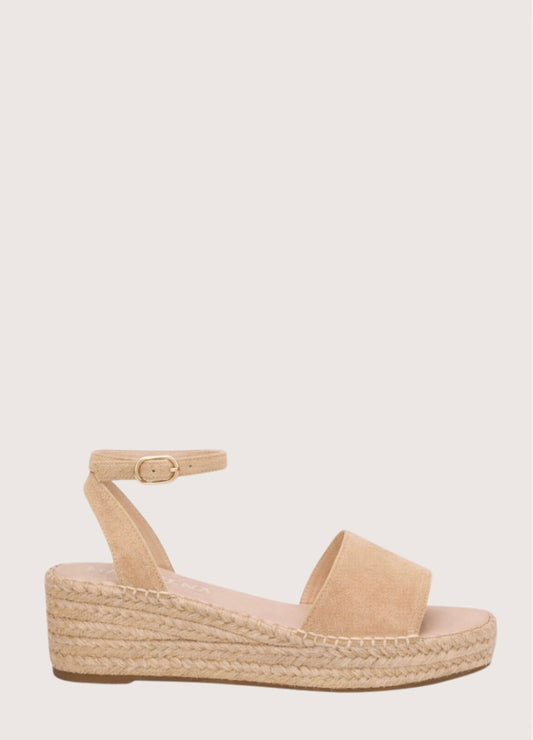 Beige Suede espadrille with woven sole