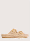 Beige sandal with gold buckles 