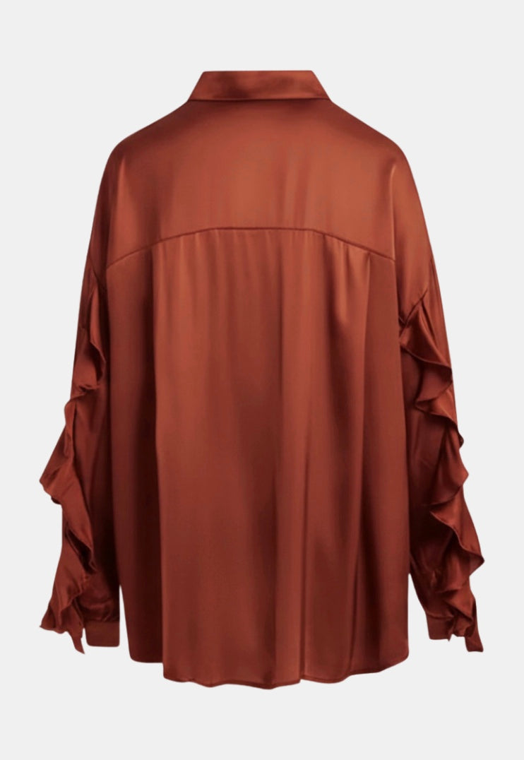 copper satin shirt on a white background