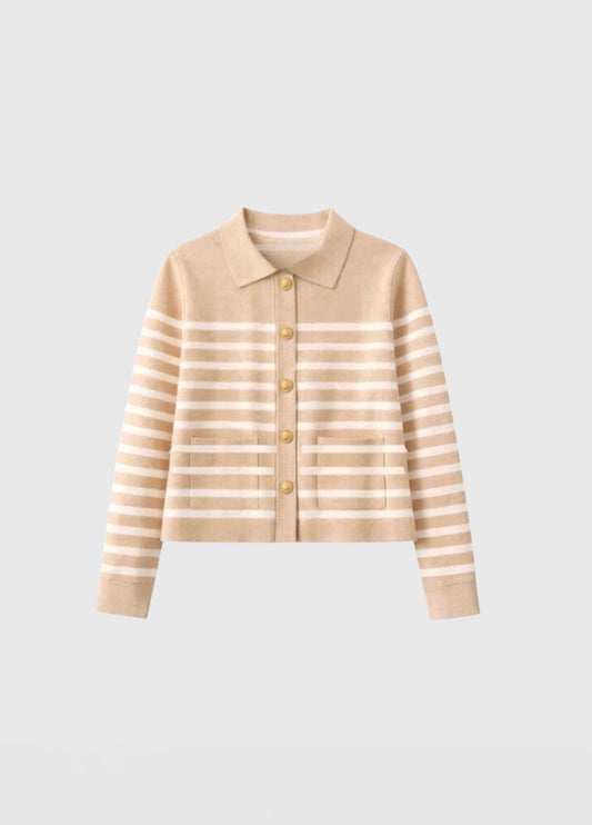 Volante Cardigan Sand Pinstripes