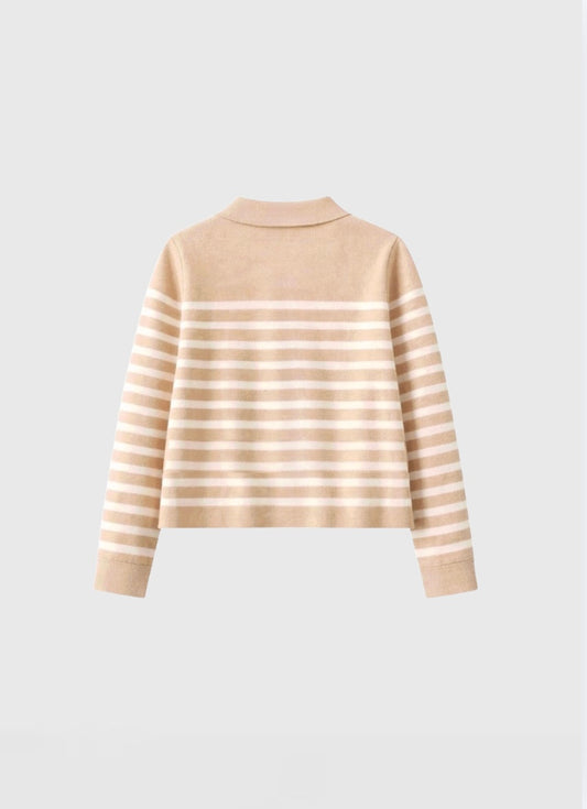 Volante Cardigan Sand Pinstripes