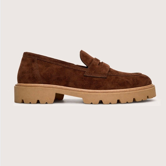 Chunky brown suede loafer