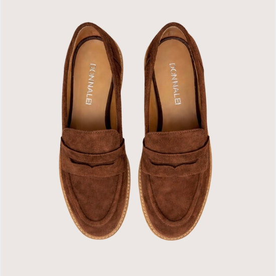 Chunky brown suede loafer