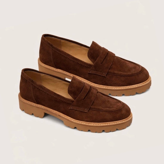Chunky brown suede loafer