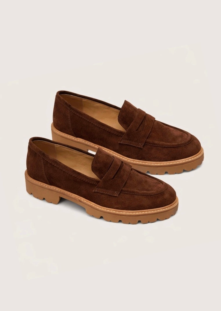 Chunky brown suede loafer