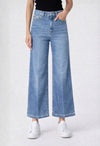 blue wide leg cropped jeans 