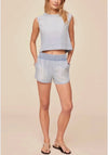 womens light blue elasticated waist shorts