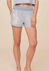 womens light blue elasticated waist shorts
