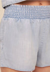 womens light blue elasticated waist shorts