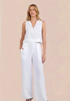 Ruffle Wide Leg Trousers White