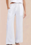 Ruffle Wide Leg Trousers White