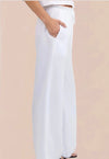 Ruffle Wide Leg Trousers White