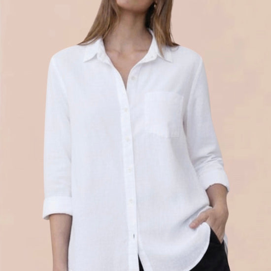 womens white linen shirt