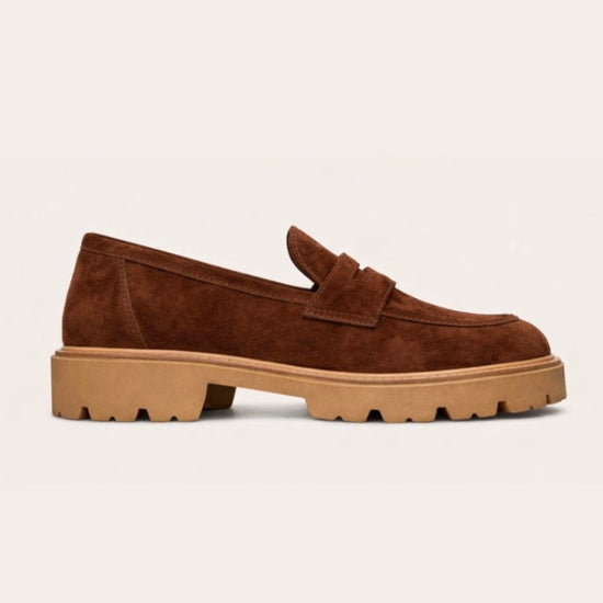 brown suede chunky loafer 